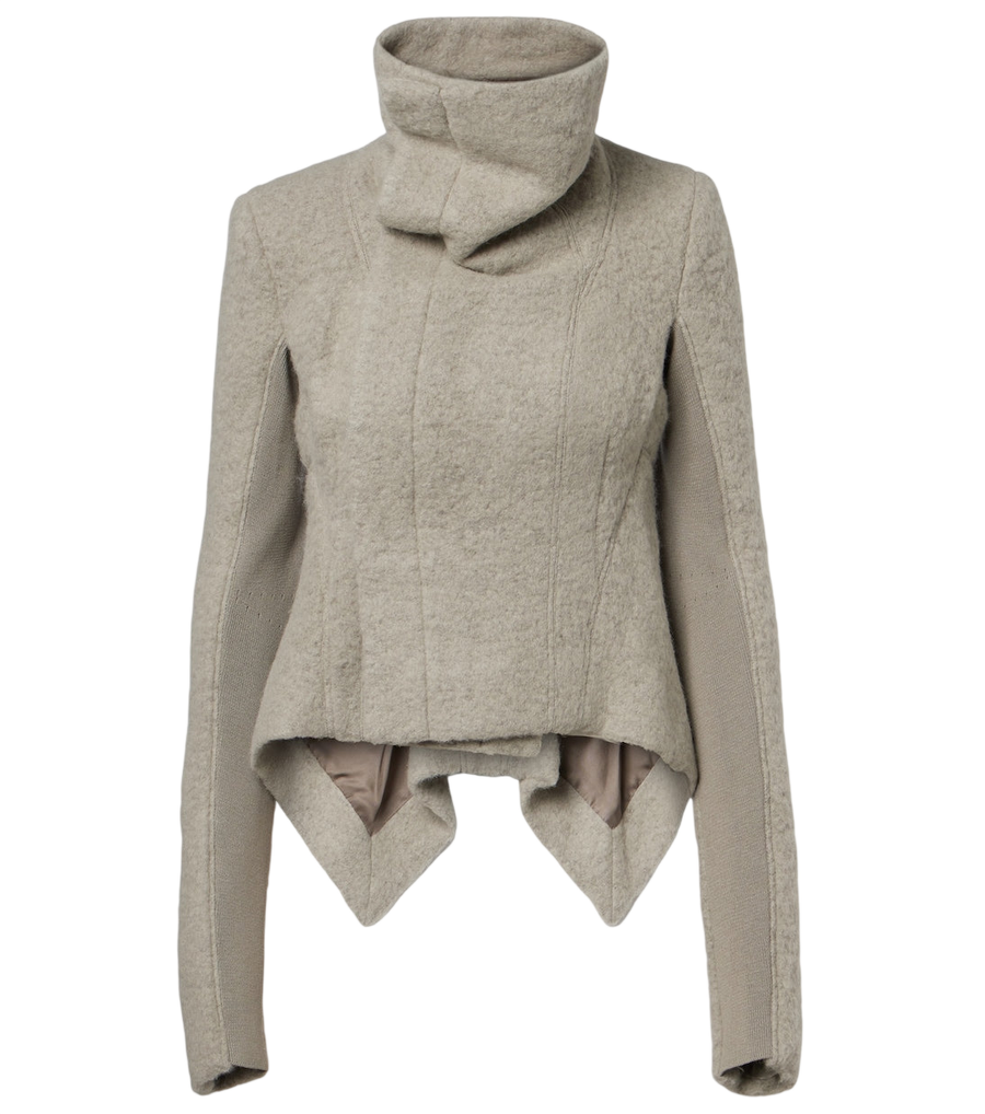 Rick Owens Asymmetric alpaca and wool-blend jacket