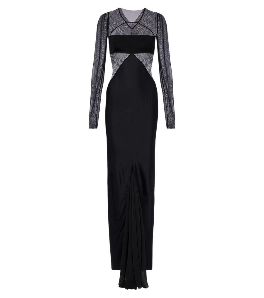 Robe longue Rick Owens avec garniture en tulle