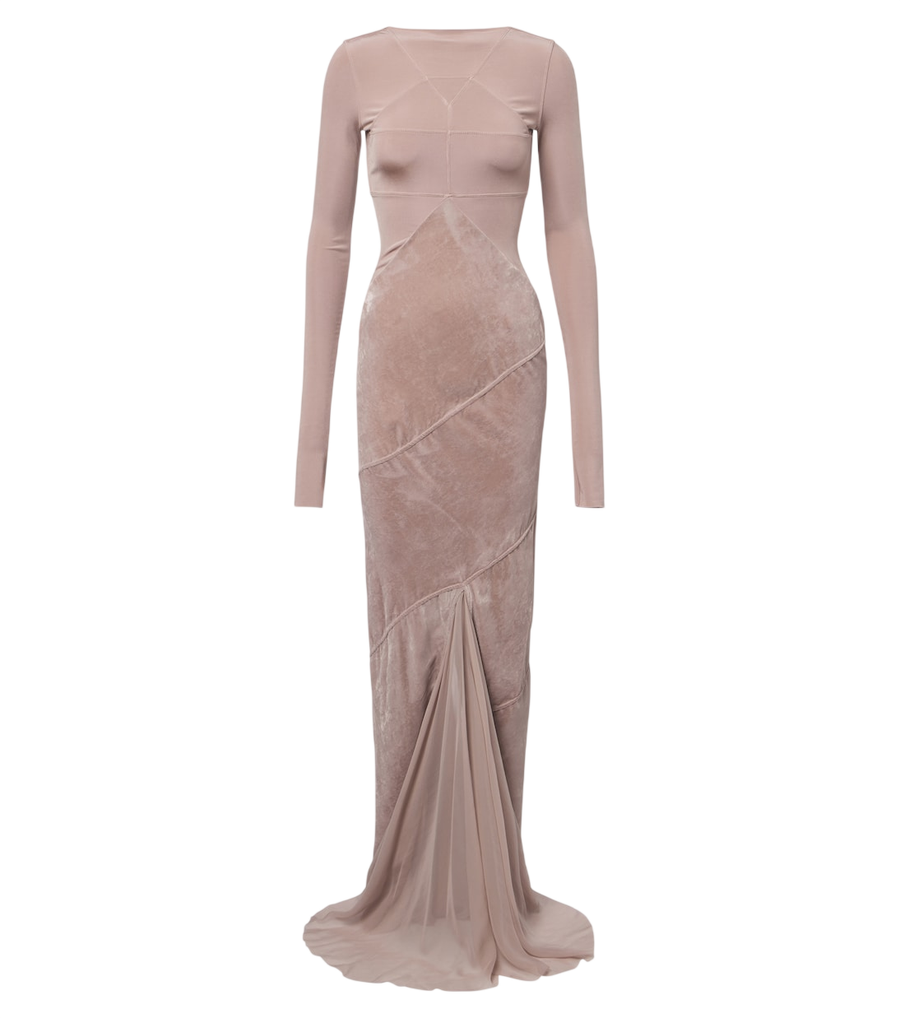 Robe Rick Owens en jersey et velours à garnitures en tulle
