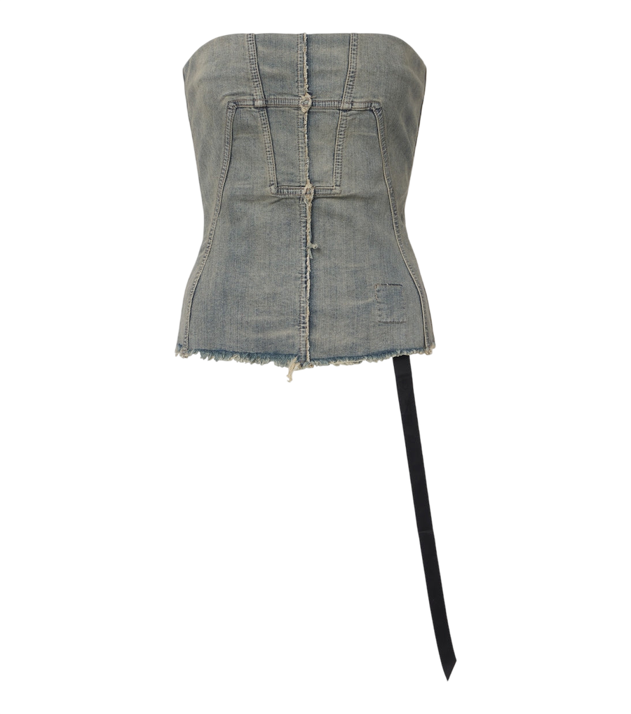 Top tipo tubo de mezclilla desgastada Rick Owens DRKSHDW