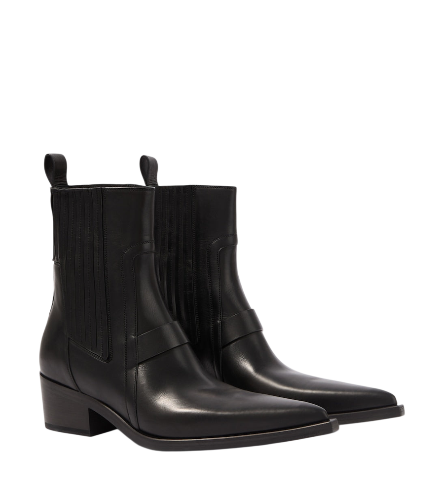 Rick Owens Pointed Silver leather ankle boots