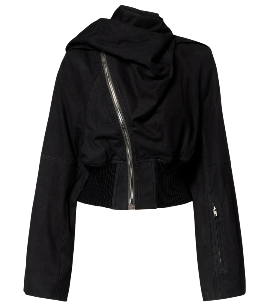 Rick Owens Scarf Flight leather jacket