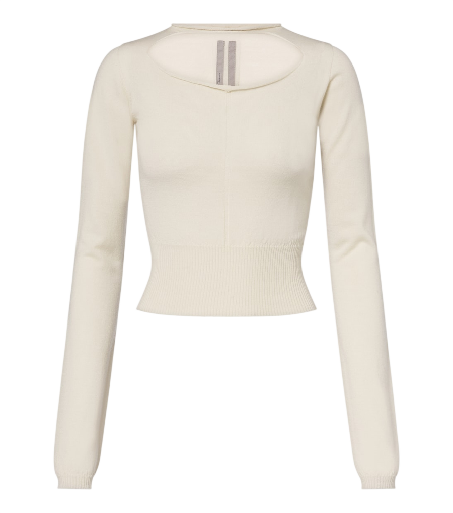 Rick Owens Slashed cut-out cropped virgin wool sweater