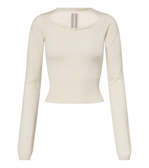 Rick Owens Slashed cut-out cropped virgin wool sweater