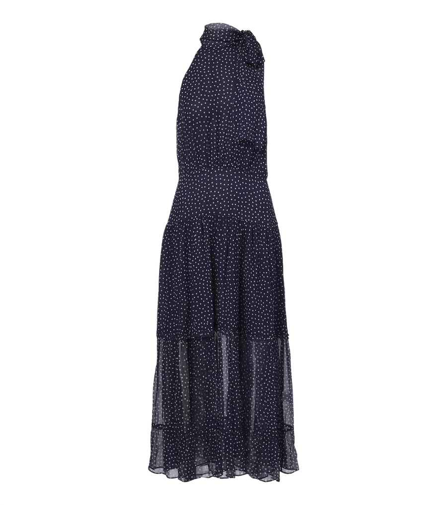 Rixo Abi polka-dot tie-neck midi dress