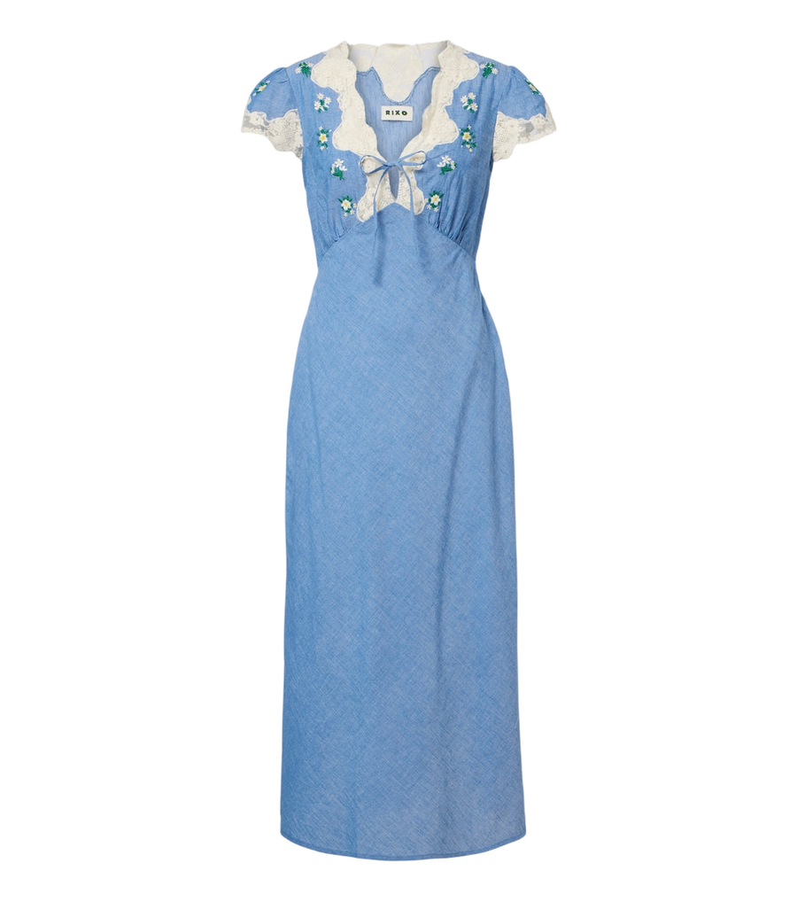 Rixo Amari embroidered cotton midi dress