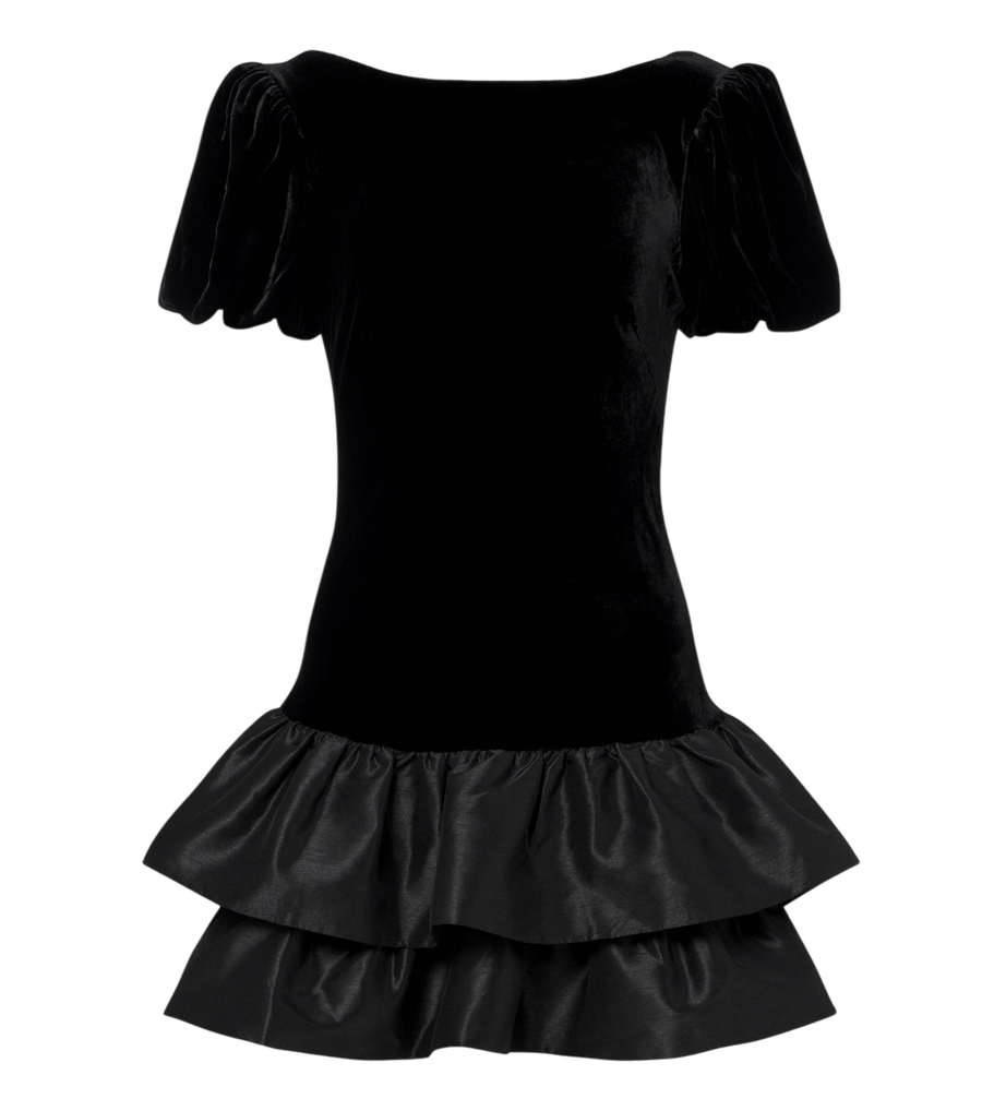 Rixo Anabella tiered velvet minidress