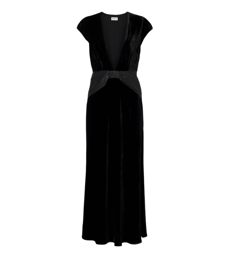 Rixo Arlette draped velvet midi dress