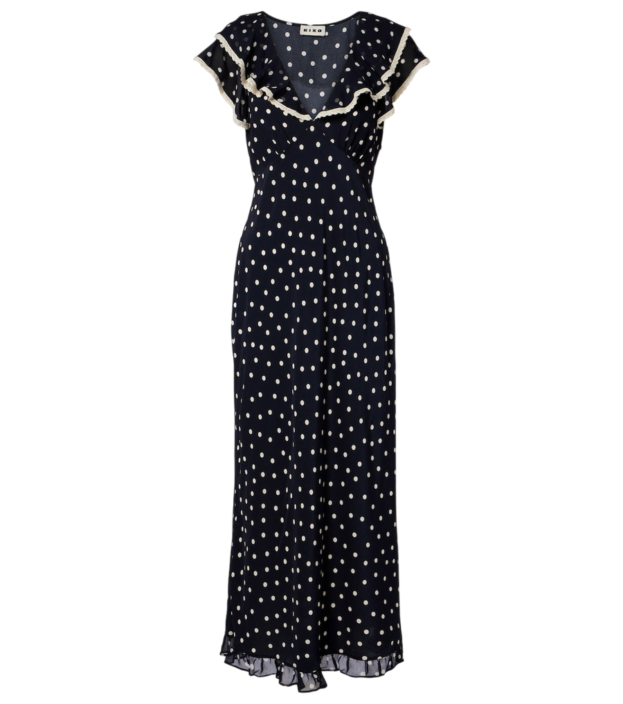 Rixo Bethea polka-dot crêpe de chine midi dress