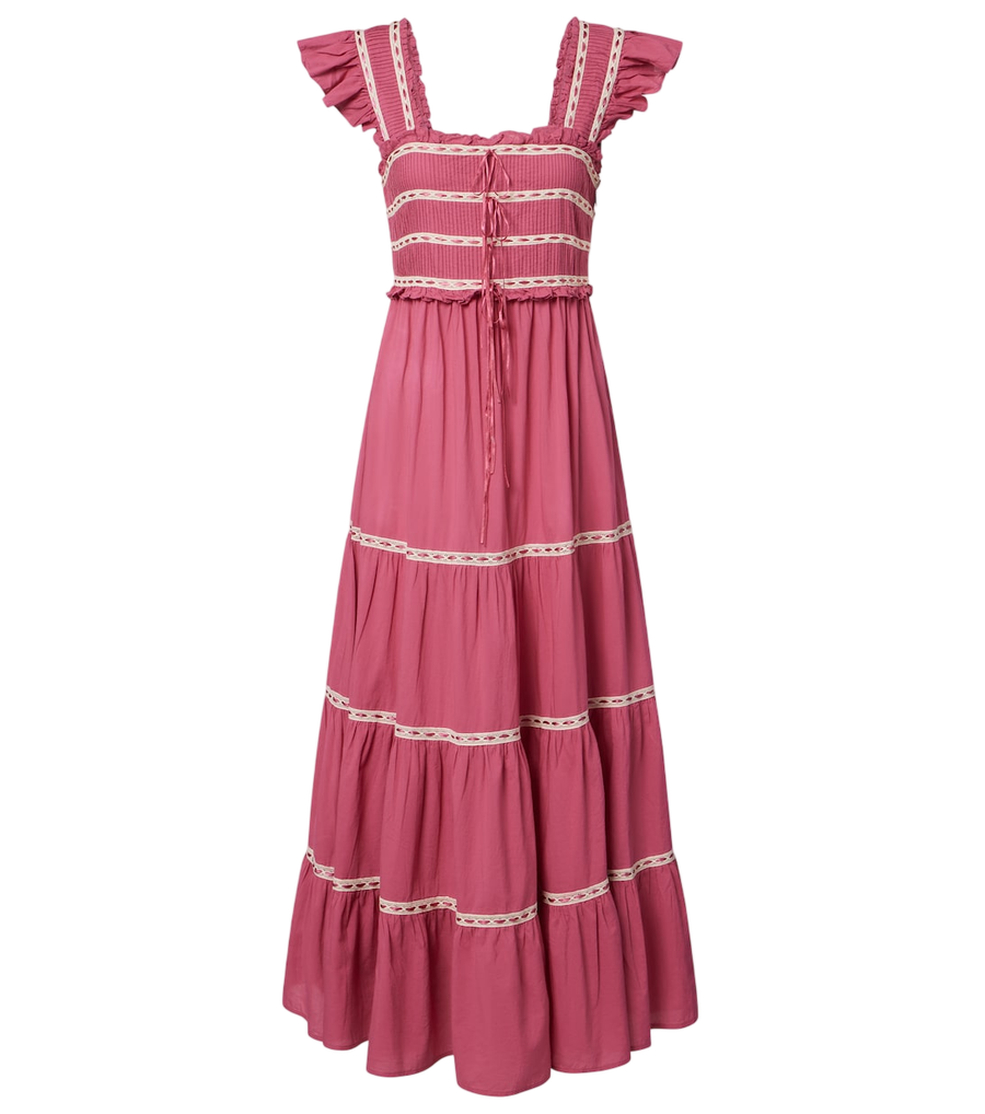 Rixo Vestido midi Chandra em algodão com camadas