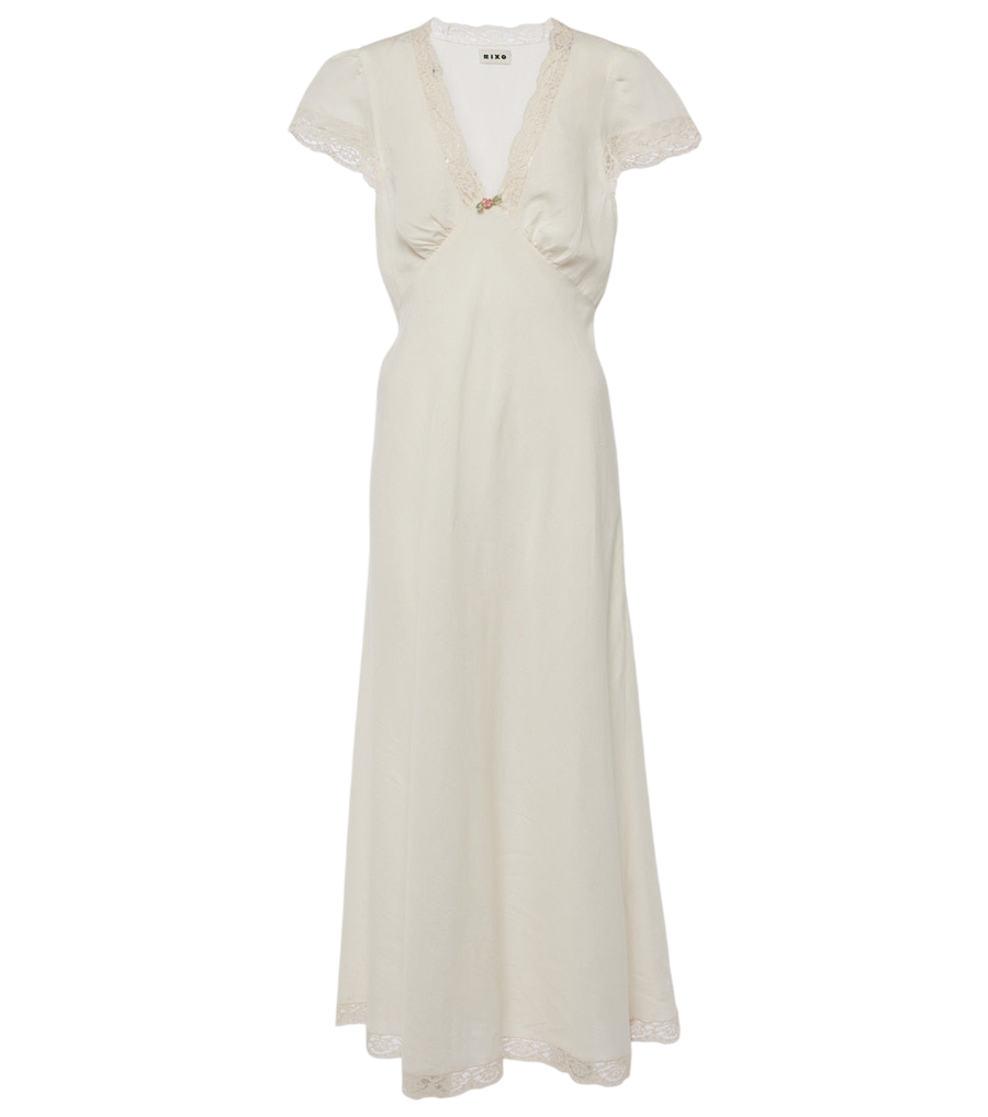 Rixo Clarice lace-trimmed midi dress