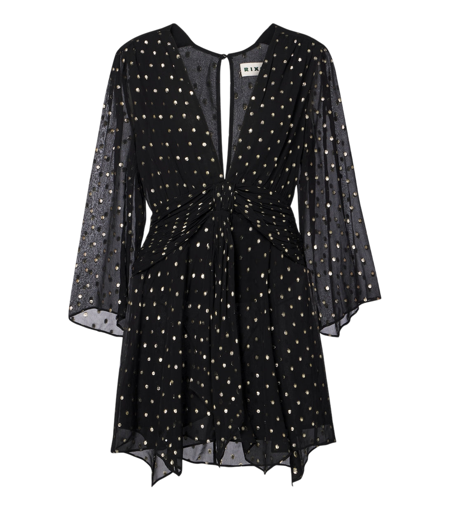 Rixo Minivestido Clove de chiffon às bolinhas