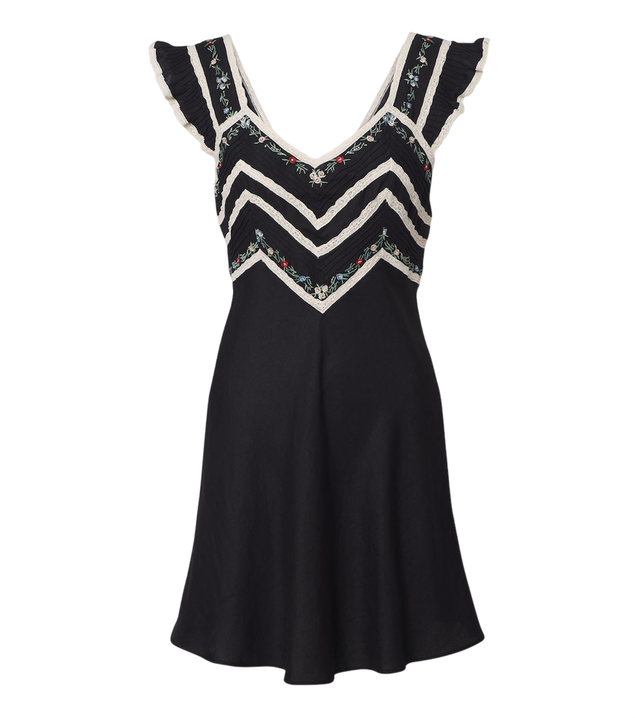 Rixo Diaz embroidered lace-trimmed minidress