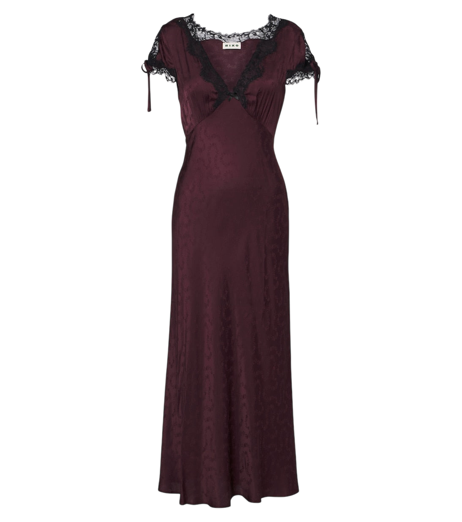 Robe midi en jacquard de satin Rixo Fern