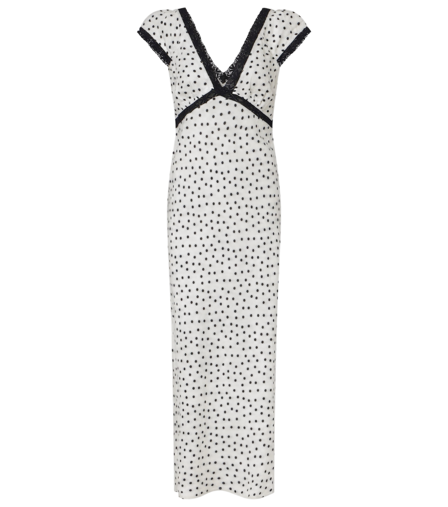 Rixo Iggy polka-dot linen-blend midi dress