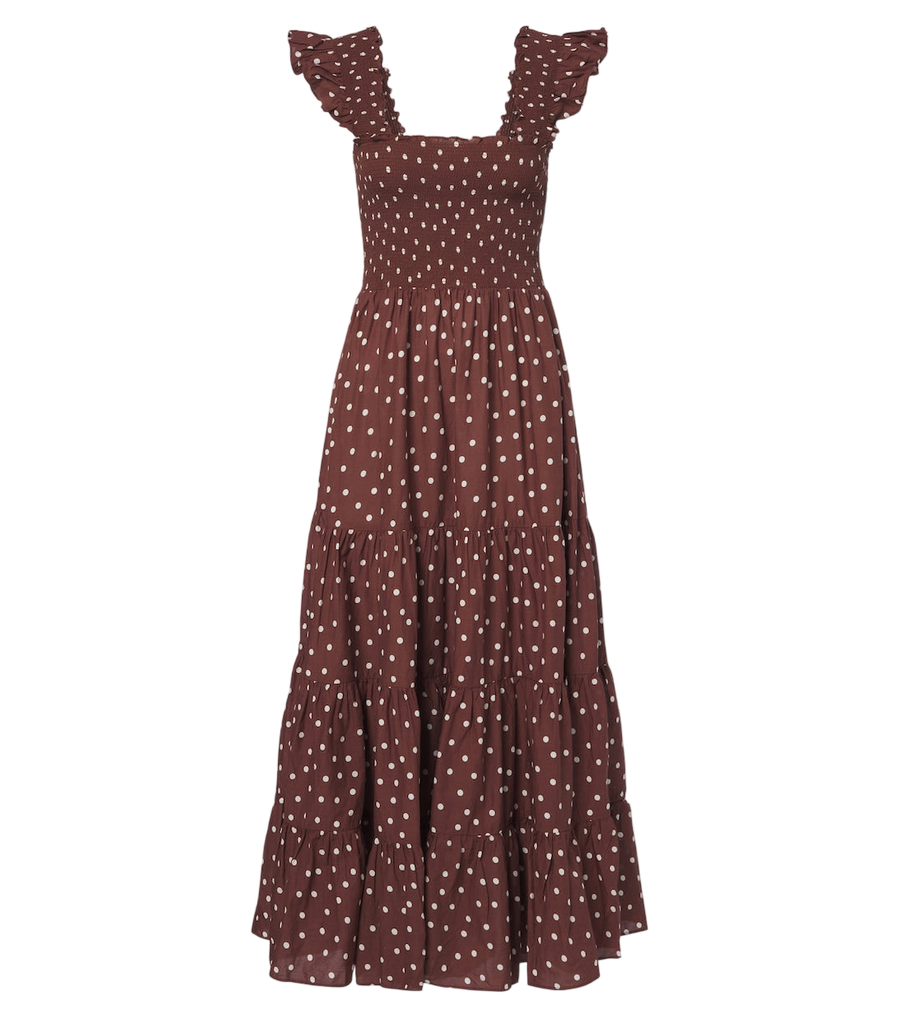 Rixo Kendall polka dot cotton midi dress