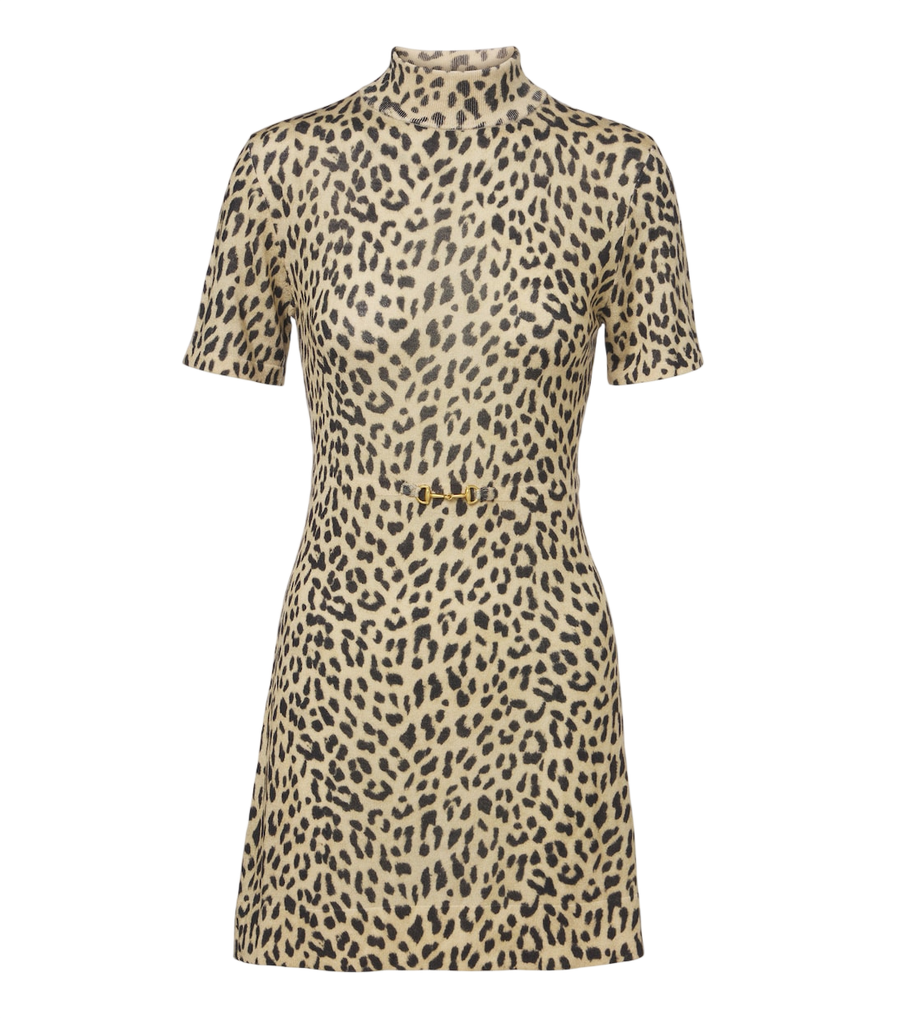 Rixo Kylie leopard-print wool sweater dress