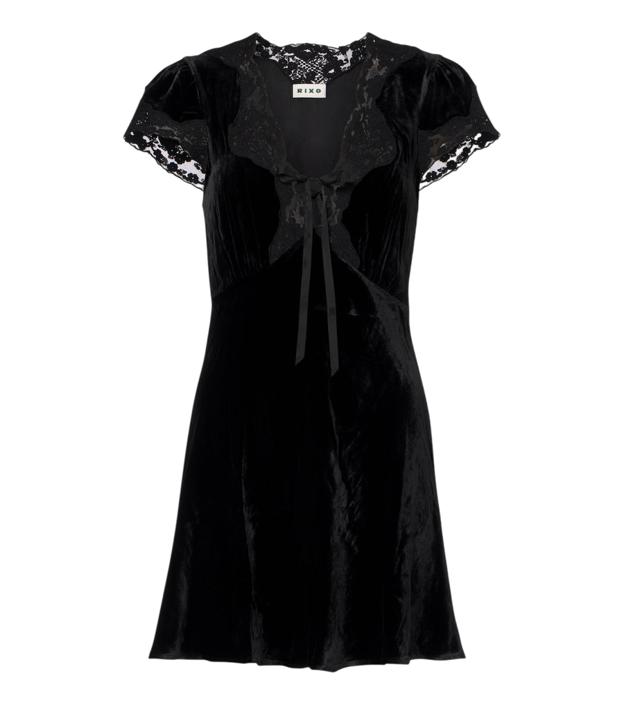 Mini-robe en velours à finitions en dentelle Lacie de Rixo