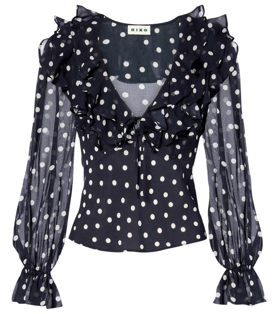 Top de seda con estampado de lunares Lasca de Rixo
