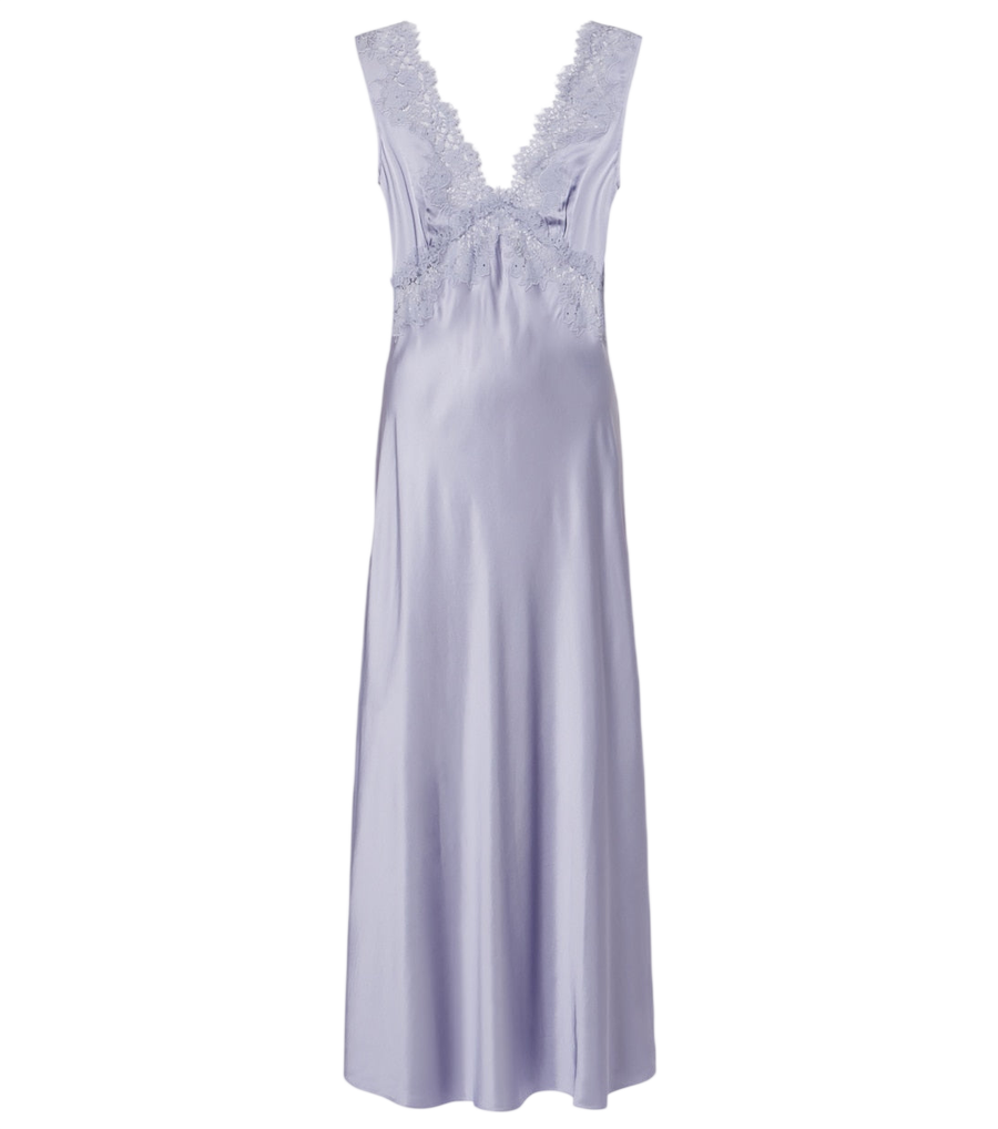 Rixo Lysandra lace-trimmed satin maxi dress
