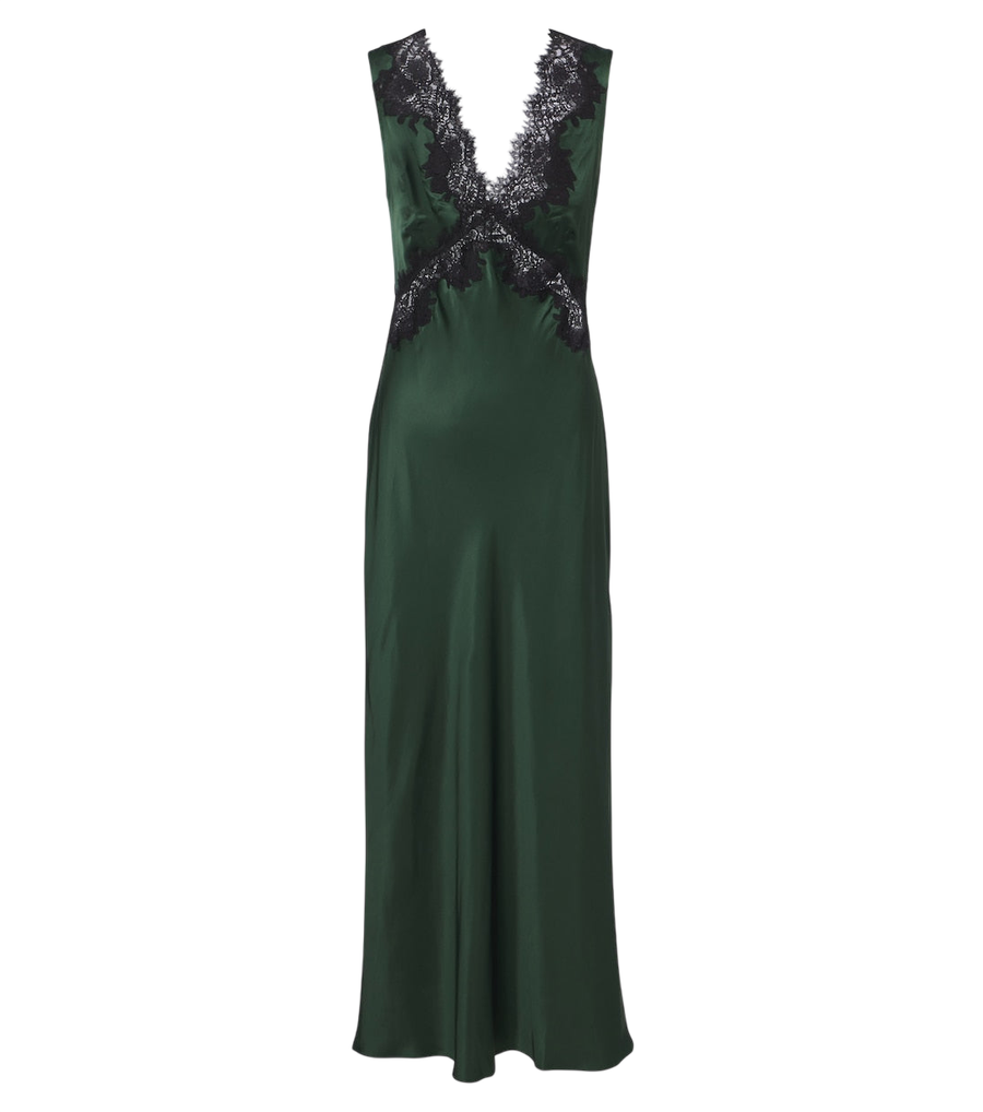 Rixo Lysandra lace-trimmed satin midi dress