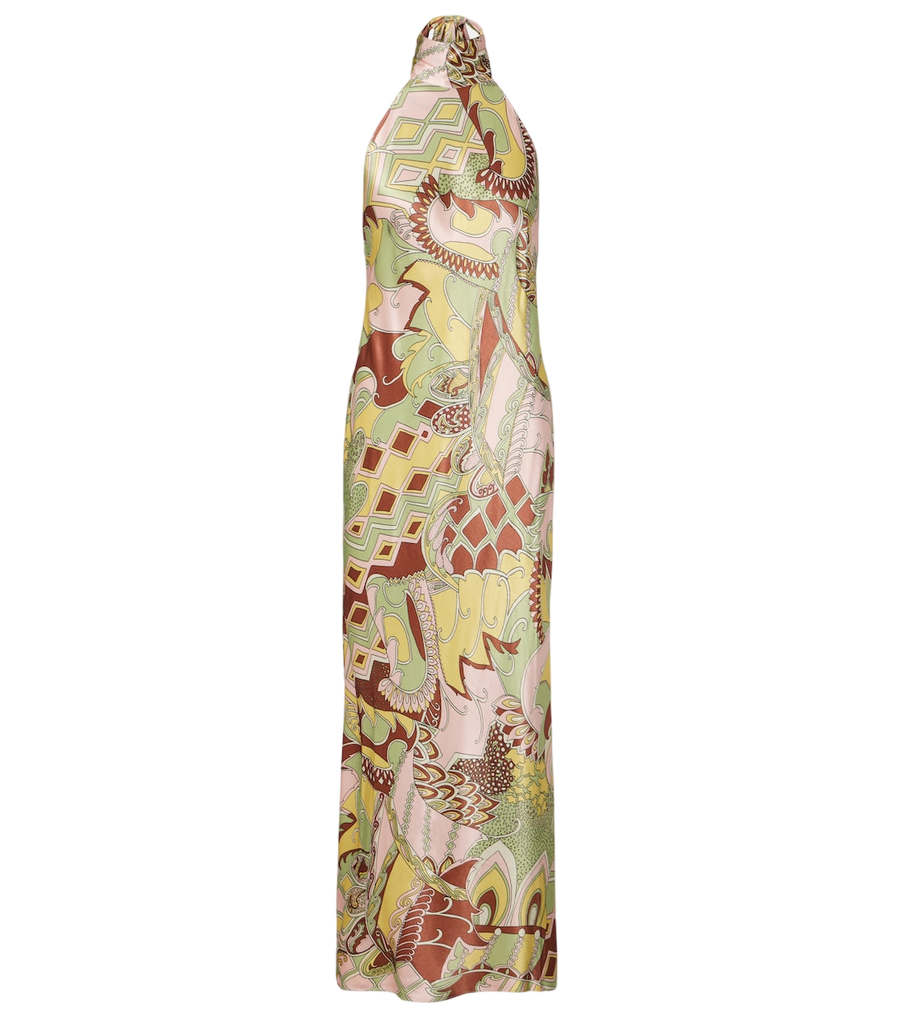 Robe midi Maura Rixo en satin imprimé à col licou