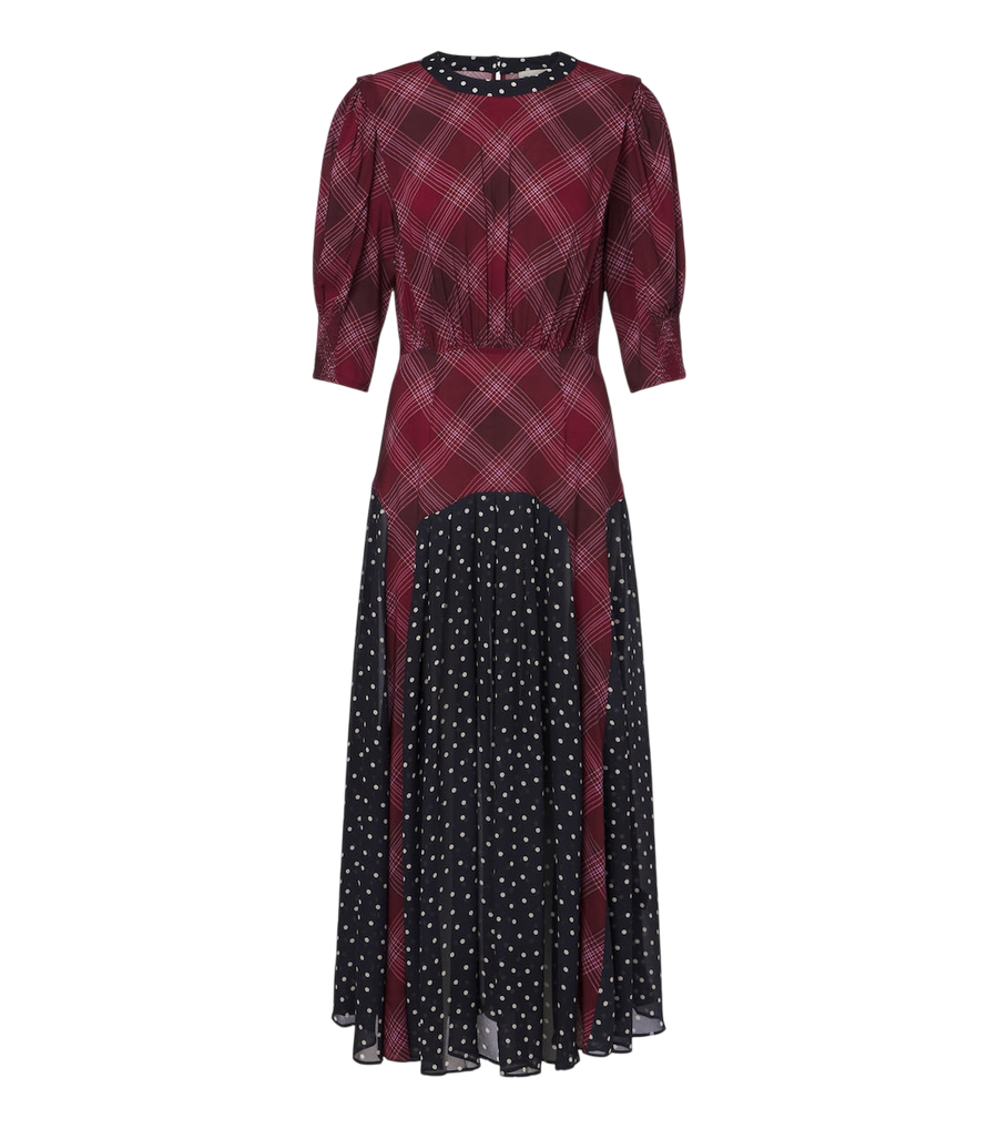 Rixo Meg plaid and polka-dot maxi dress