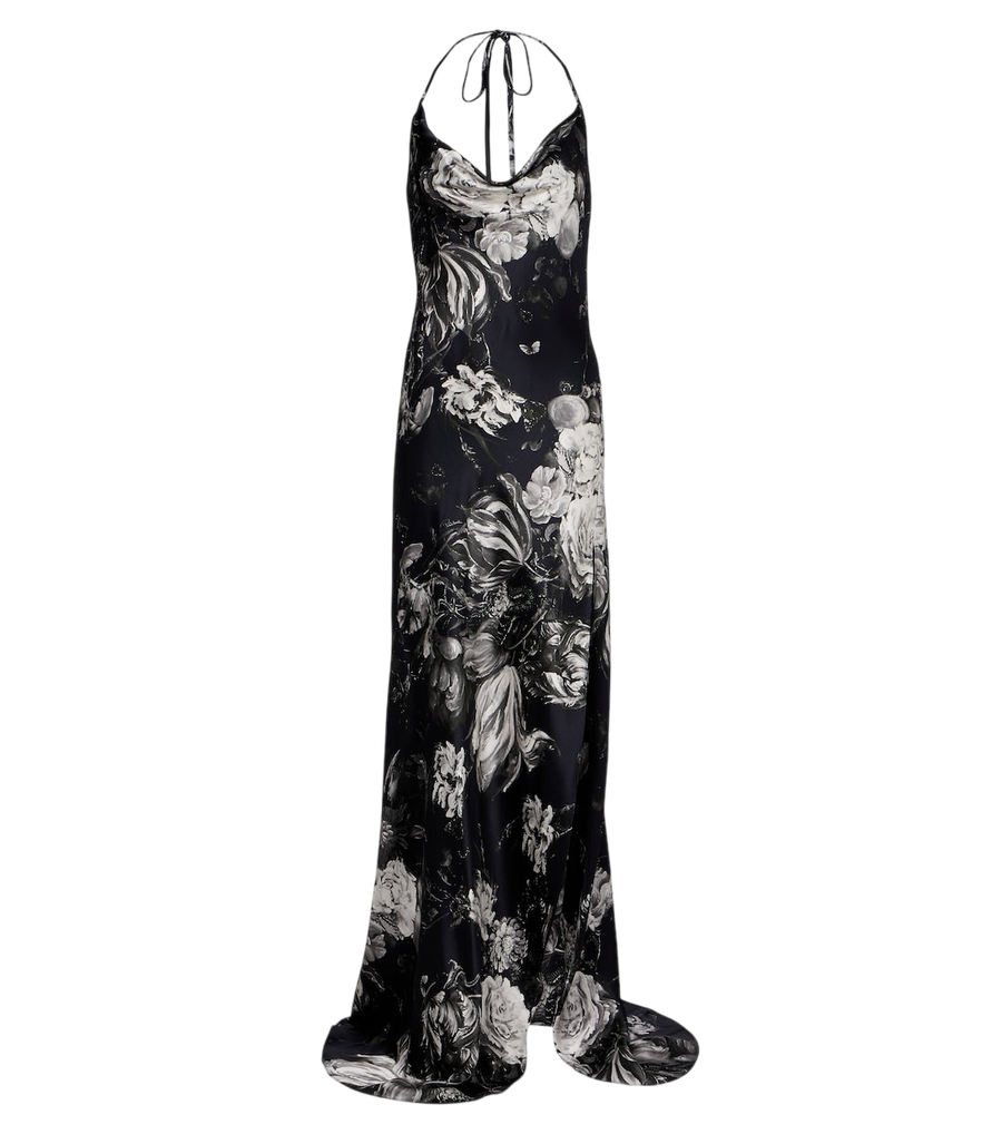 Roberto Cavalli Floral halterneck silk maxi dress