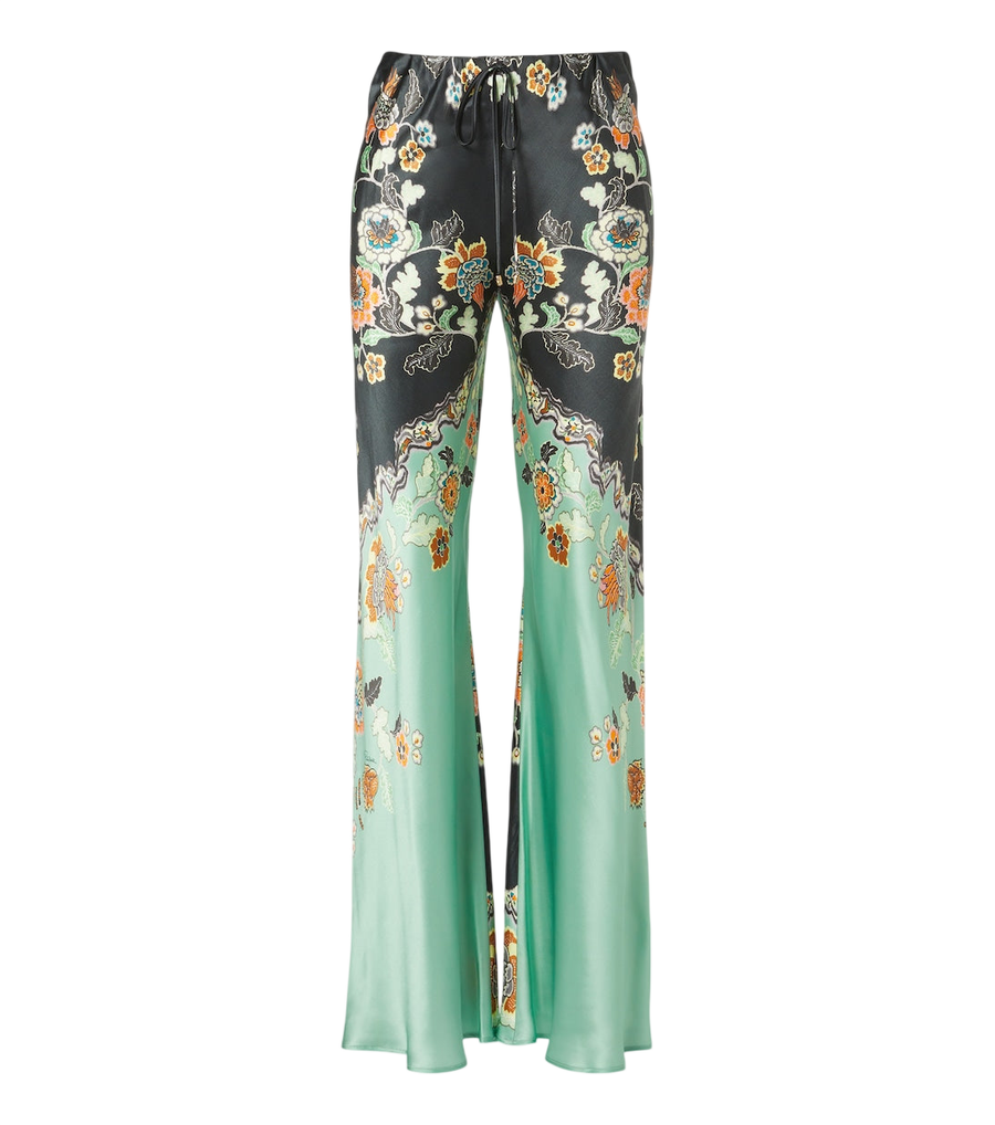 Roberto Cavalli Floral silk satin flared pants