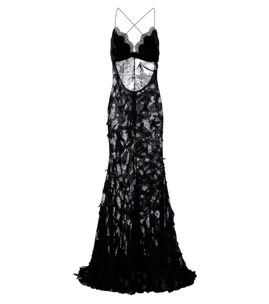 Vestido de encaje y terciopelo de Roberto Cavalli