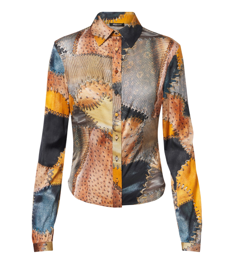 Camisa de seda con efecto trampantojo de Roberto Cavalli