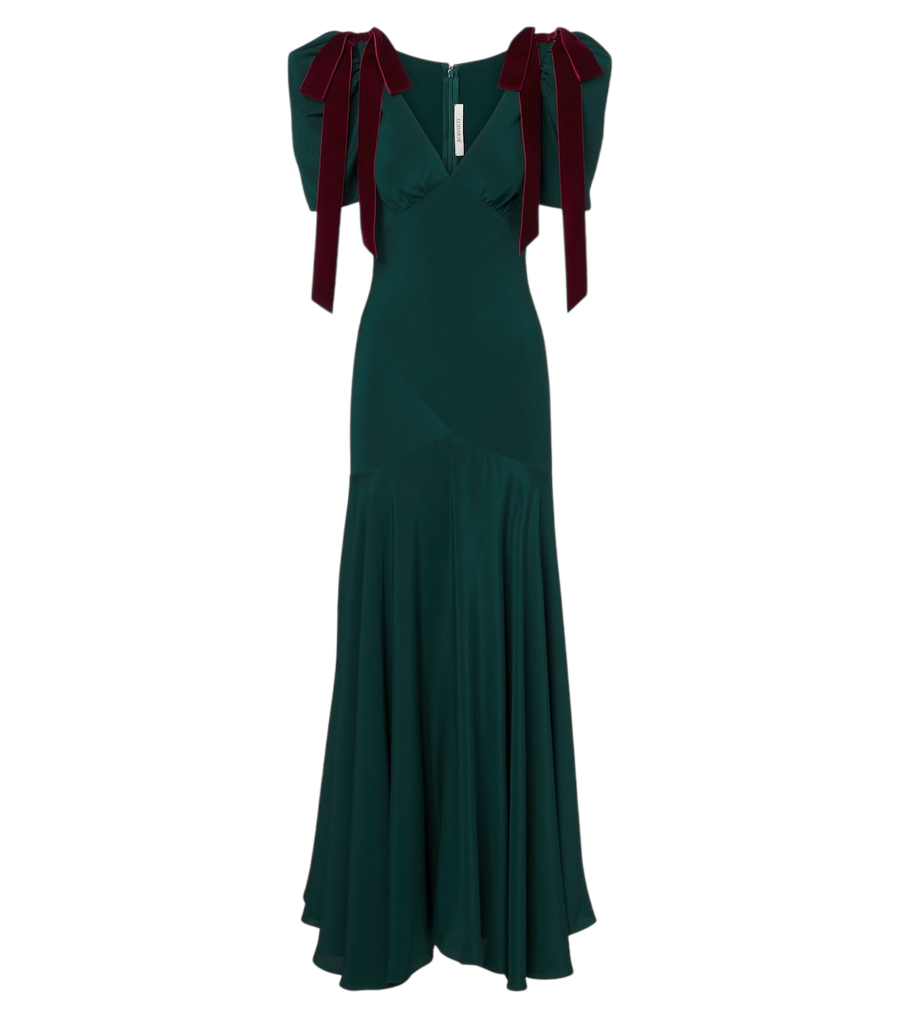 Vestido maxi Rodarte de crepé de seda con detalle de lazo