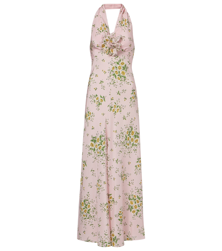 Rodarte Floral-appliqué floral silk crêpe gown