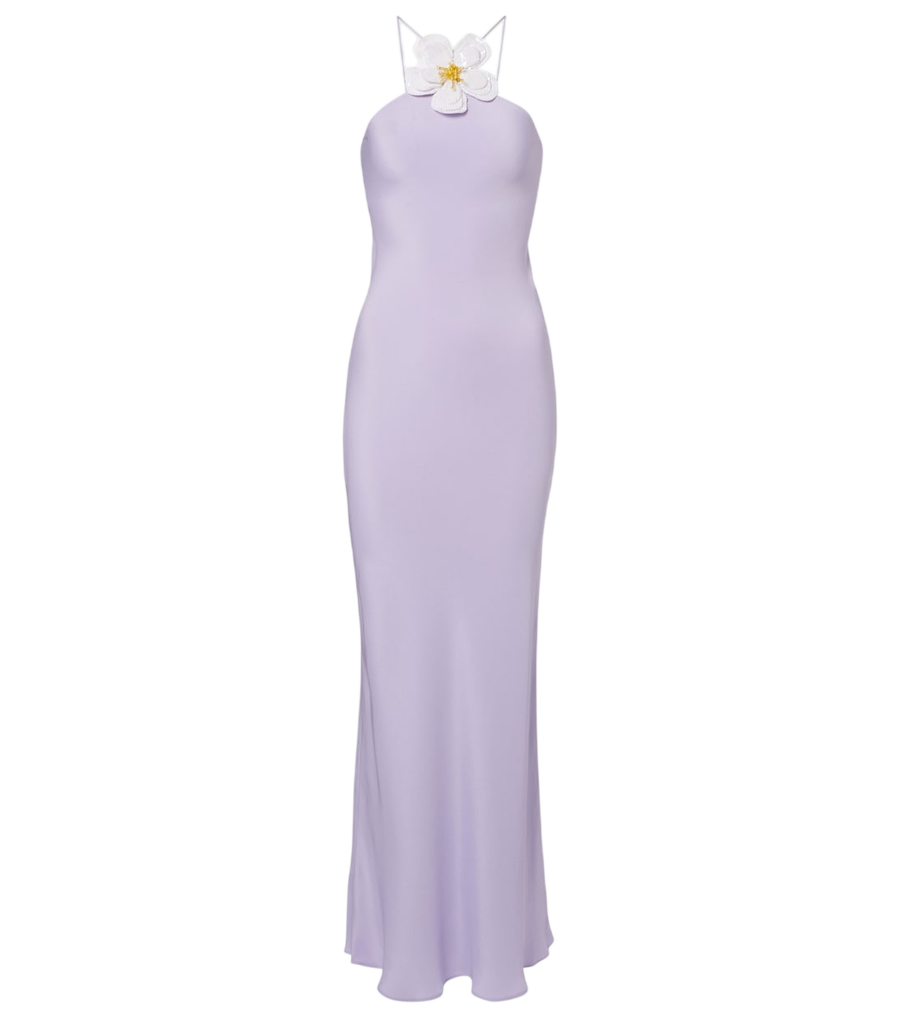 Robe longue en crêpe de soie à appliqués floraux Rodarte