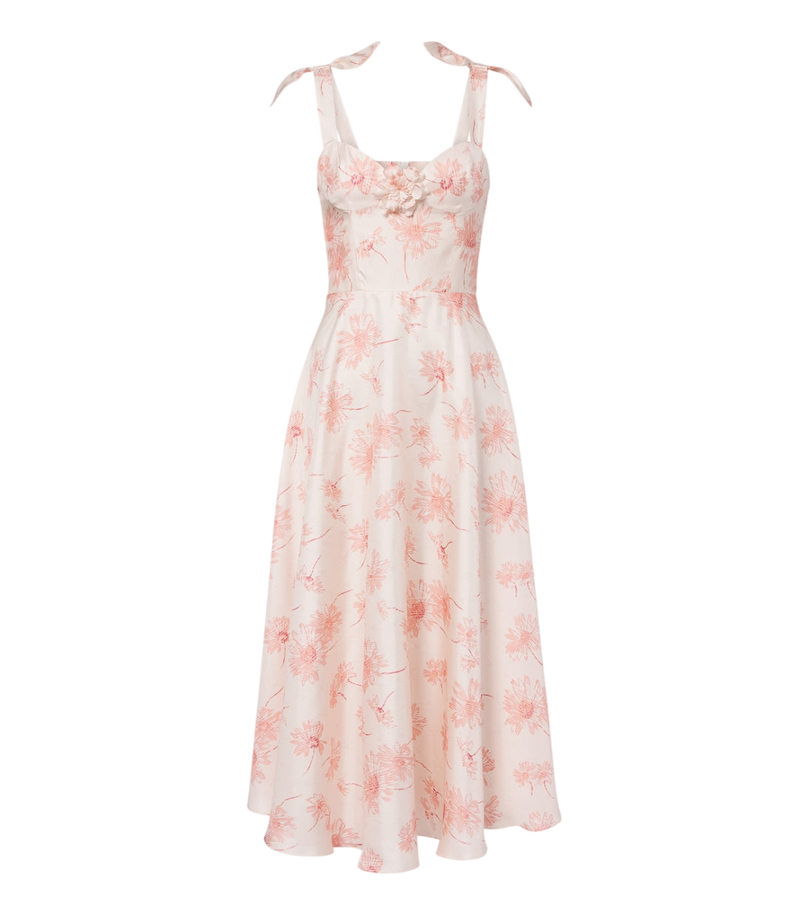 Vestido midi de sarga de seda con estampado floral de Rodarte