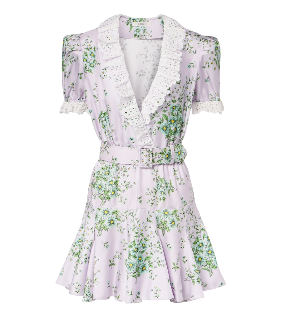 Minivestido de sarga de seda con estampado floral de Rodarte