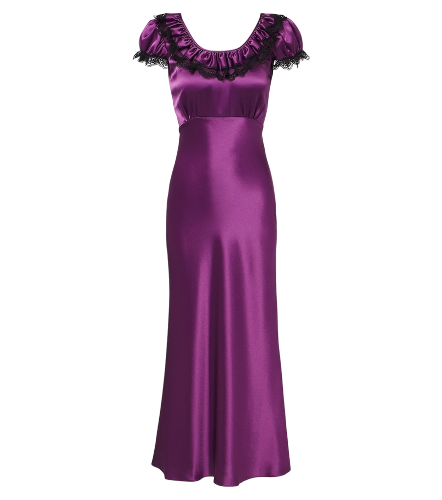 Robe longue en satin à garniture de dentelle Rodarte