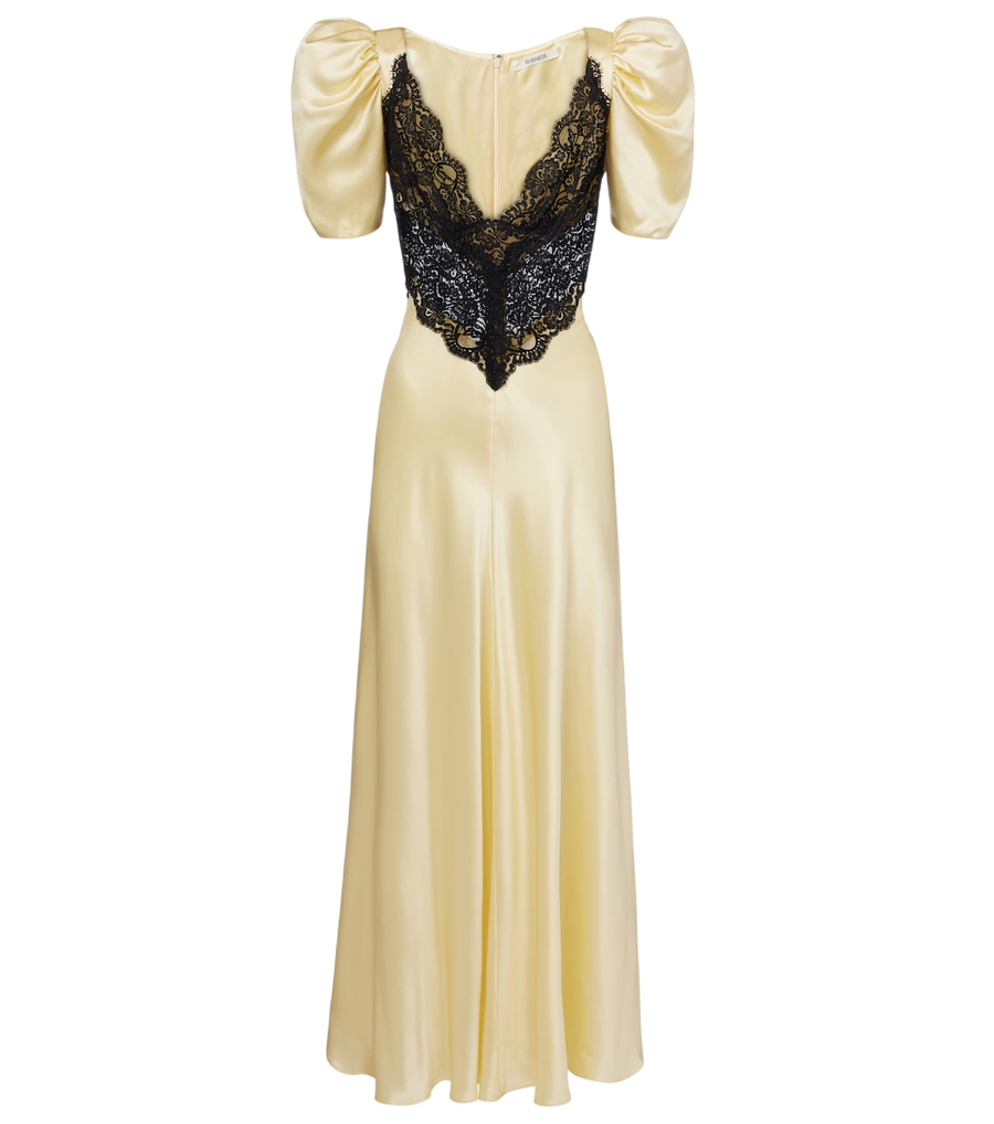 Rodarte Lace-trimmed silk charmeuse gown