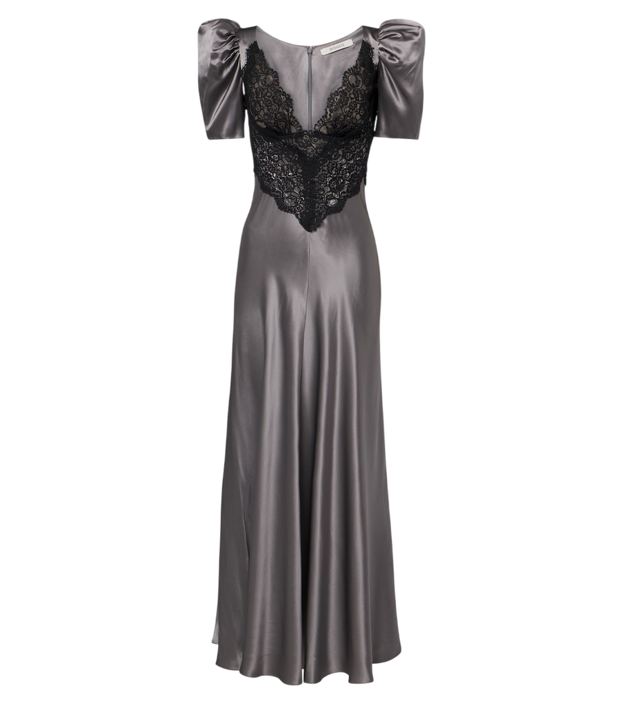 Vestido Rodarte de satén de seda con ribete de encaje