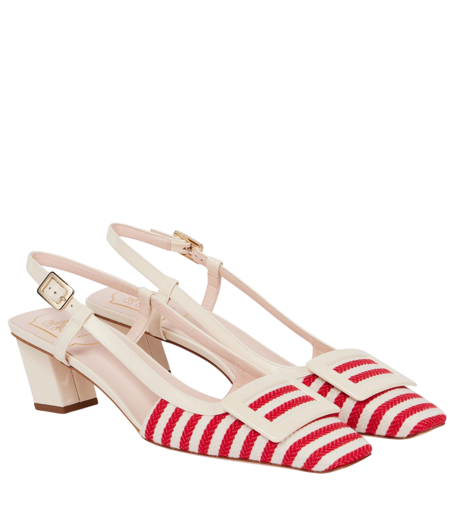 Roger Vivier Belle Vivier 45 décolleté a righe con cinturino posteriore