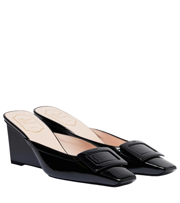 Roger Vivier Belle Vivier 60 leather wedge mules