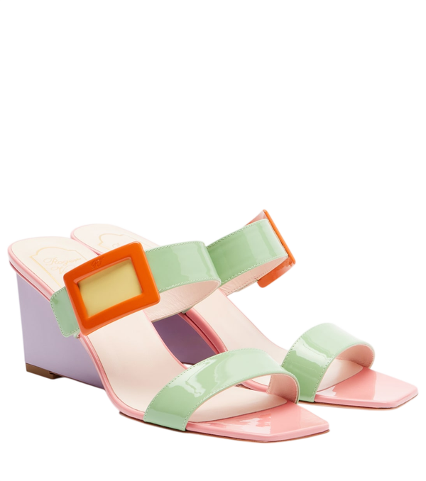Roger Vivier Belle Vivier 60 patent leather wedge mules