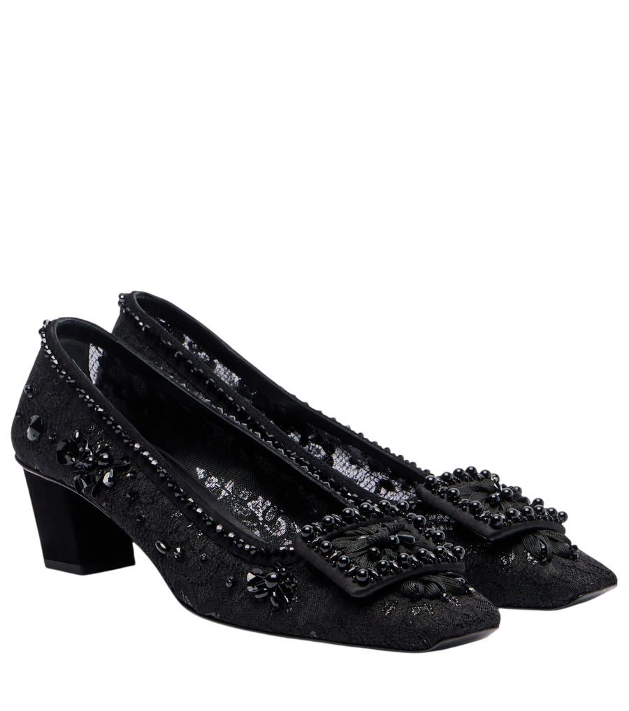 Roger Vivier Décolleté in pizzo decorate Belle Vivier