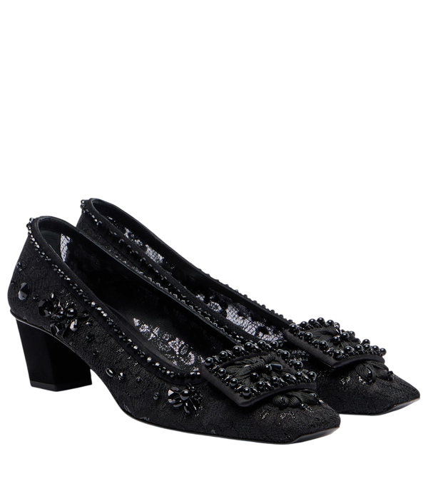 Roger Vivier Sapatos de salto alto Belle Vivier com detalhes em renda