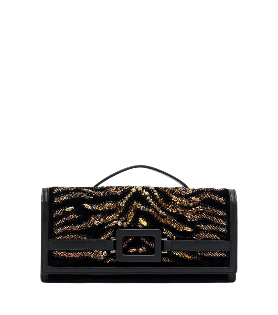 Cartera de mano Roger Vivier Belle Vivier de terciopelo con adornos