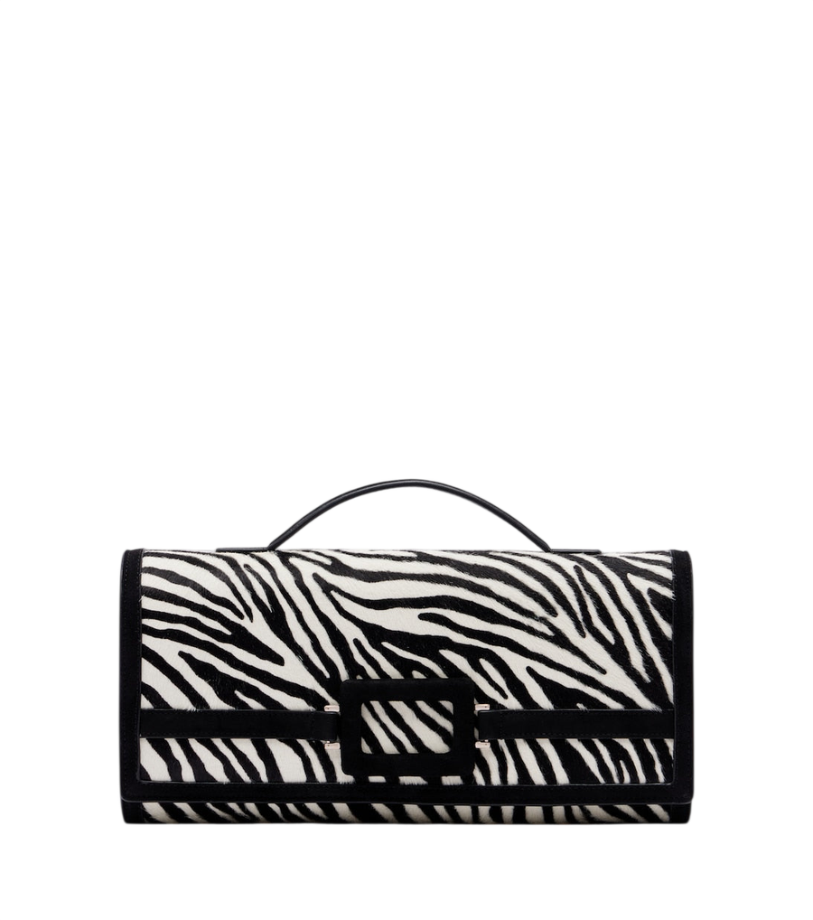 Roger Vivier Belle Vivier zebra-print calf hair clutch