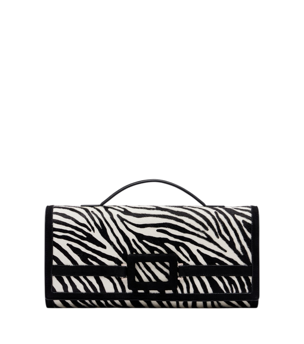 Roger Vivier Belle Vivier zebra-print calf hair clutch