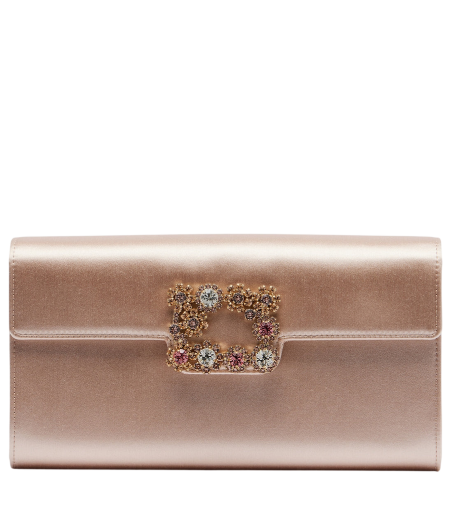 Pochette Roger Vivier Efflorescence en satin orné