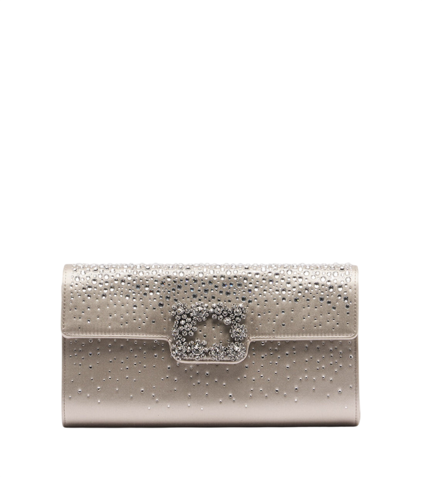 Clutch de satén con adornos Efflorescence de Roger Vivier