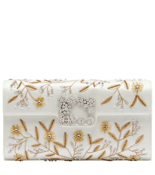 Clutch de satén adornado Efflorescence de Roger Vivier